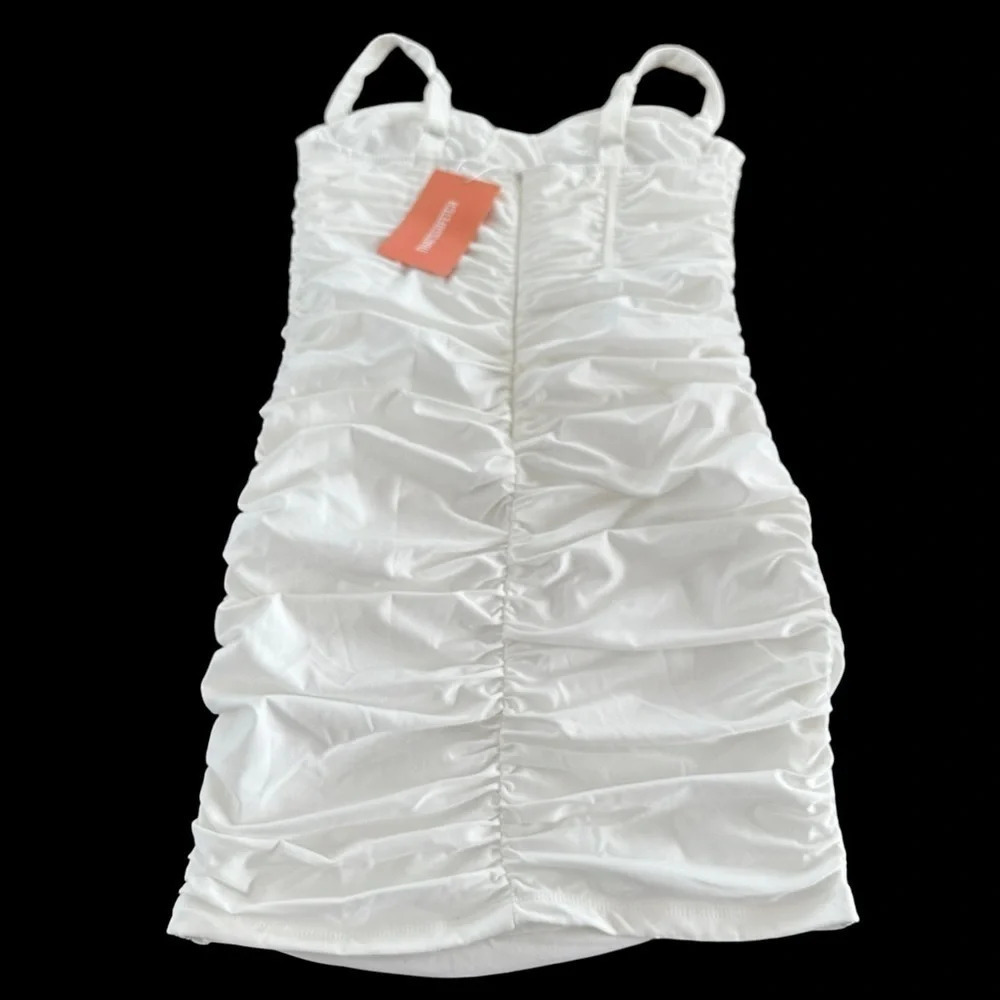 NWT Thatssofetch USA 8 White Presley Bodycon Mini Dress Bride Bridal Stretchy - Picture 5 of 8
